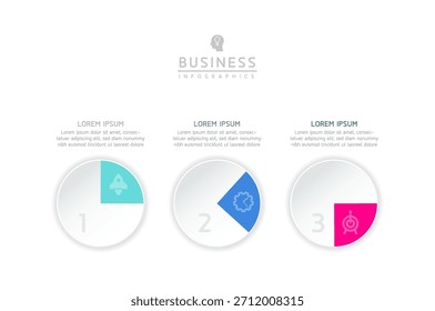 Vector infographic business presentation template with circular interconnection with 3 options.