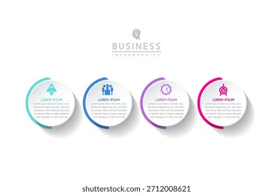 Vector infografía Plantilla de presentación de negocios con interconexión circular con 4 opciones.