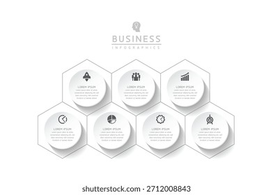 Vector infographic business presentation template connected with 7 options