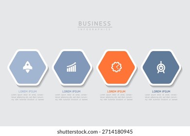 Plantilla de presentación de negocios de infografía de Vector conectada con 4 opciones