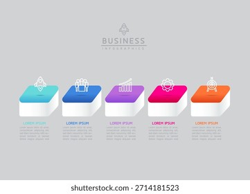 Plantilla de presentación de negocios de infografía de Vector conectada con 5 opciones