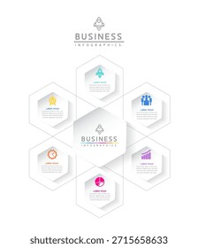 Vector infographic business presentation template connected with 6 options