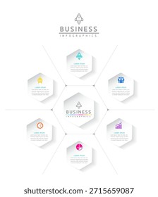 Vector infographic business presentation template connected with 6 options