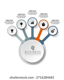 Vector infografía Plantilla de presentación de negocios con interconexión circular con 5 opciones.