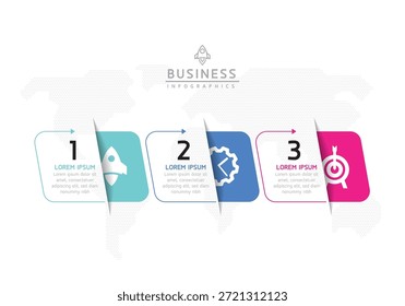 Plantilla de presentación de negocios de infografía de Vector conectada con 3 opciones