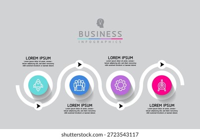 Vektor-Infografik-Business-Präsentationsvorlage mit zirkulärer Verbindung mit 4 Optionen.