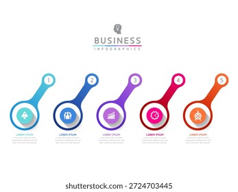 Vector infografía Plantilla de presentación de negocios con interconexión circular con 5 opciones.