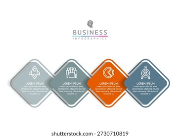 Plantilla de presentación de negocios de infografía de Vector conectada con 4 opciones