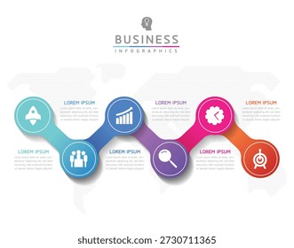 Modelo de apresentação de negócios infográfico vetorial com interconexão circular com 6 opções.