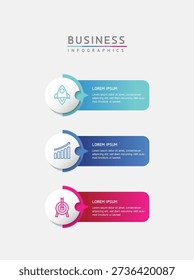Vector infographic business presentation template with circular interconnection with 3 options.