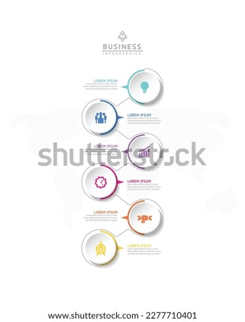 Vector infographic business presentation template with circular interconnection with 6 options.