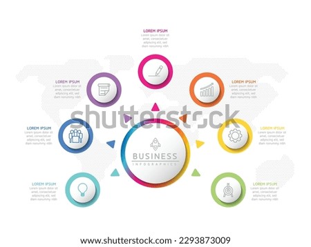 Vector infographic business presentation template with circular interconnection with 7 options.