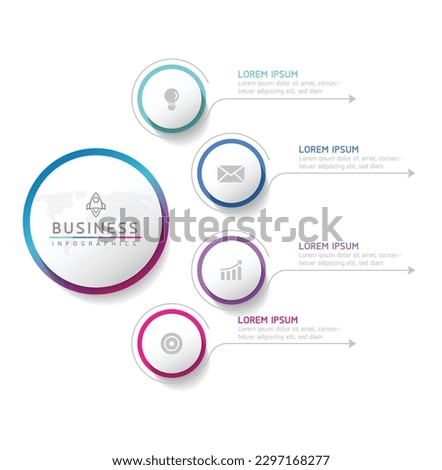 Vector infographic business presentation template with circular interconnection with 4 options.