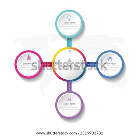 Vector infographic business presentation template with circular interconnection with 4 options.
