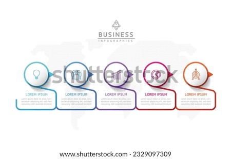 Vector infographic business presentation template with circular interconnection with 5 options.