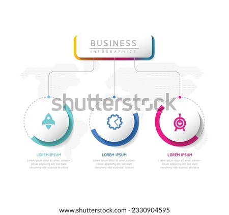 Vector infographic business presentation template with circular interconnection with 3 options.