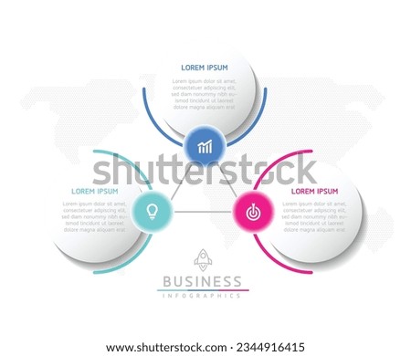 Vector infographic business presentation template with circular interconnection with 3 options.