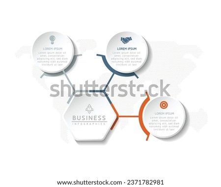 Vector infographic business presentation template with circular interconnection with 3 options.