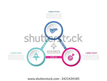Vector infographic business presentation template with circular interconnection with 3 options.