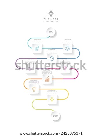 Vector infographic business presentation template with circular interconnection with 8 options.