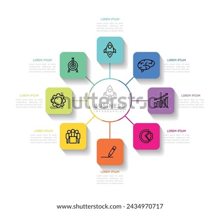 Vector infographic business presentation template connected with 8 options