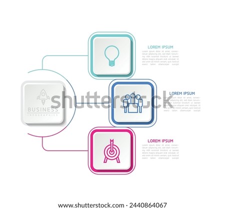 Vector infographic business presentation template connected with 3 options