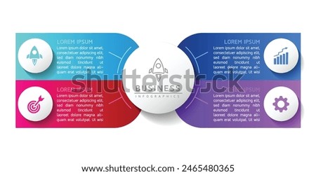 Vector infographic business presentation template with circular interconnection with 4 options.