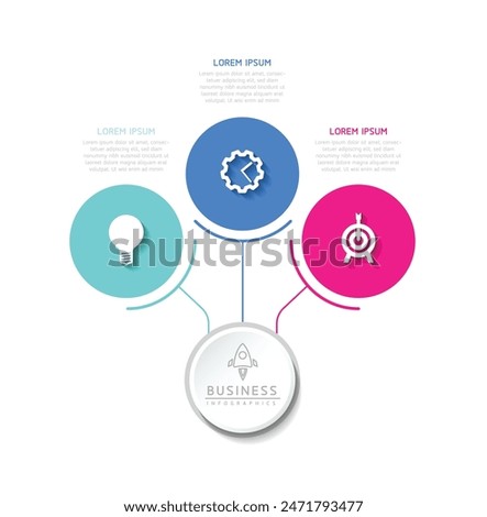 Vector infographic business presentation template with circular interconnection with 3 options.
