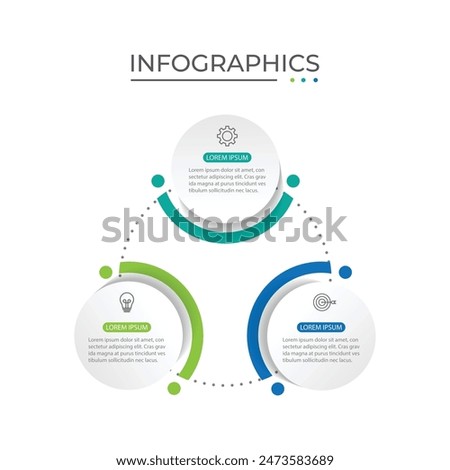 Vector infographic business presentation template with circular interconnection with 3 options.