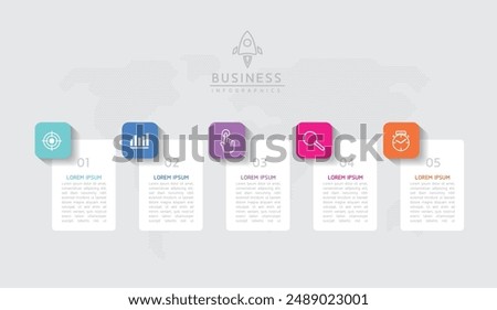 Vector infographic business presentation template connected with 5 options