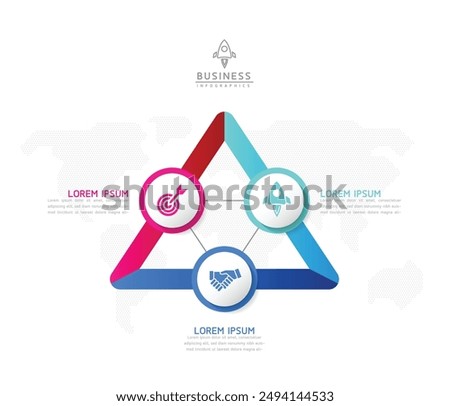 Vector infographic business presentation template with circular interconnection with 3 options.