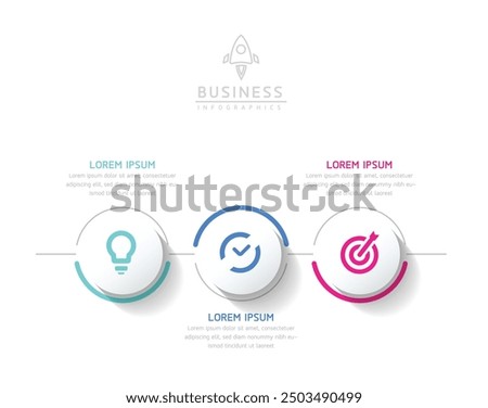 Vector infographic business presentation template with circular interconnection with 3 options.