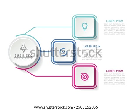 Vector infographic business presentation template connected with 3 options