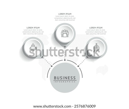 Vector infographic business presentation template with circular interconnection with 3 options.