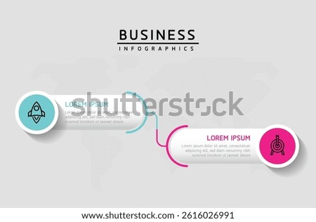 Vector infographic business presentation template with circular interconnection with 2 options.
