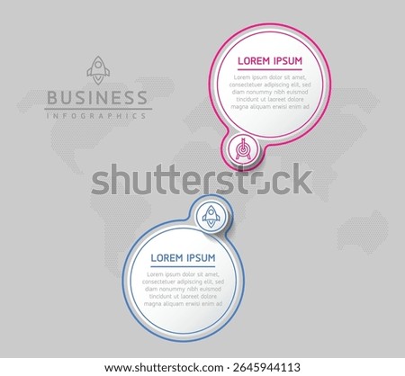 Vector infographic business presentation template with circular interconnection with 2 options.
