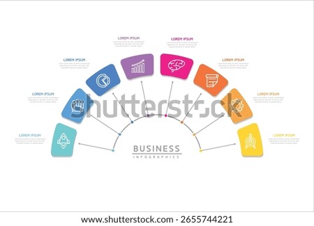 Vector infographic business presentation template connected with 8 options