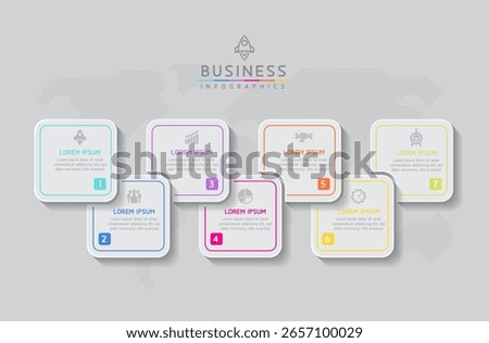 Vector infographic business presentation template connected with 7 options