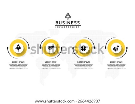 Vector infographic business presentation template with circular interconnection with 4 options.