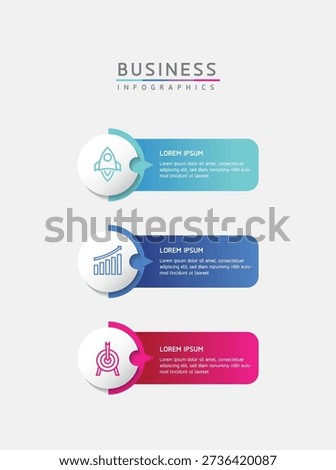 Vector infographic business presentation template with circular interconnection with 3 options.