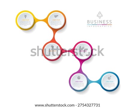 Vector infographic business presentation template with circular interconnection with 6 options.
