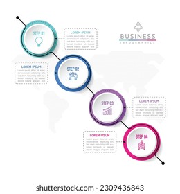 Plantilla de línea de tiempo de presentación de negocios de infografía vectorial con interconexión circular con 5 opciones.
