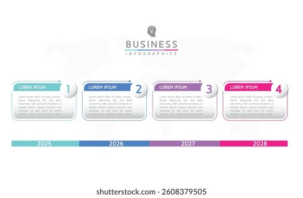 Vector infographic business presentation timeline template connected with 4 options