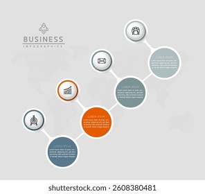 Vector infographic business presentation timeline template with circular interconnection with 4 options.
