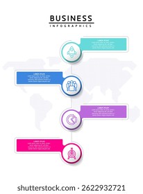 Vector infographic business presentation timeline template with circular interconnection with 4 options.