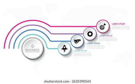Vector infographic business presentation timeline template connected with 4 options