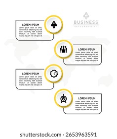 Vector infographic business presentation timeline template with circular interconnection with 4 options.
