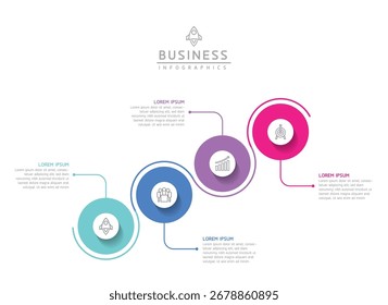 Vektor-Infografik-Business-Präsentation Zeitachse Vorlage mit zirkulärer Verbindung mit 4 Optionen.