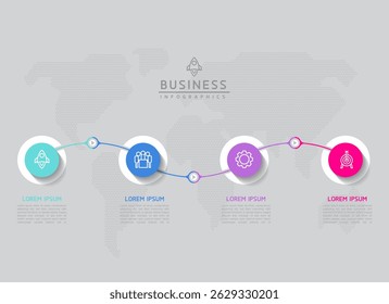 Vector infographic business presentation timetime template connected with 4 options