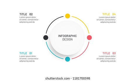 Vector infographic business template. Timeline process with 4 steps, options, circle, lines. Can be used for workflow diagram, graph, presentation or web design.